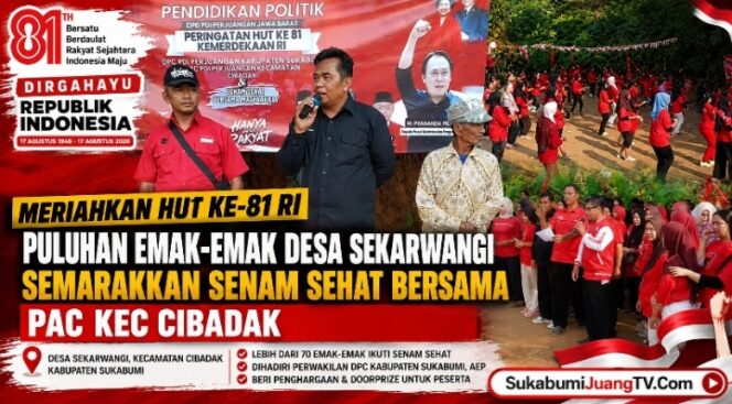
Meriahkan HUT ke-81 RI, Puluhan Emak-emak Desa Sekarwangi Semarakkan Senam Sehat Bersama PAC PDI Perjuangan Kec Cibadak