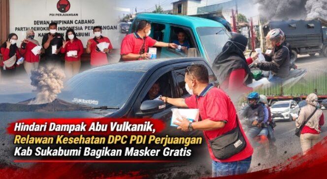
Hindari Dampak Abu Vulkanik, Relawan Kesehatan DPC PDI Perjuangan Kab Sukabumi Bagikan Masker Gratis